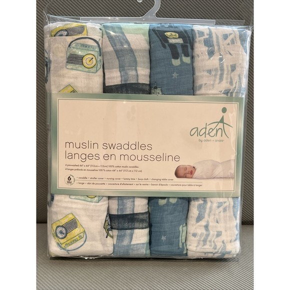 aden + anais Other Aden Anais 4 Muslin Swaddles Nursery Boy Radio